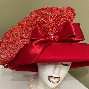 Beautiful Red Christmas Church Hat/ Dress Hat